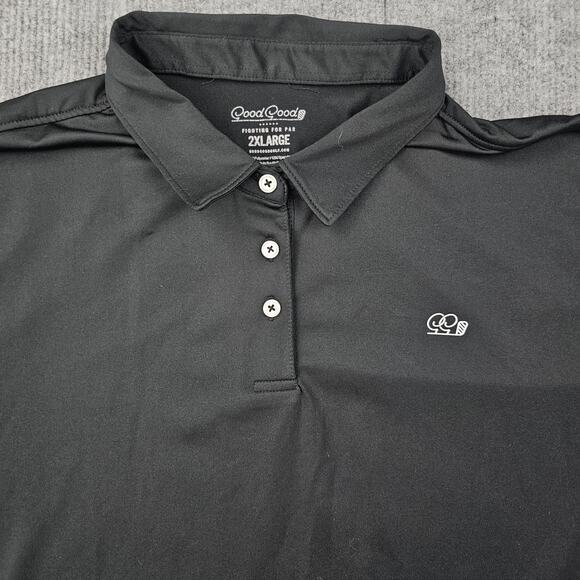 Good Good Polo Shirt Mens 2XL Black Performance Golf Stretch Short Sleeve Light - Picture 2 of 6